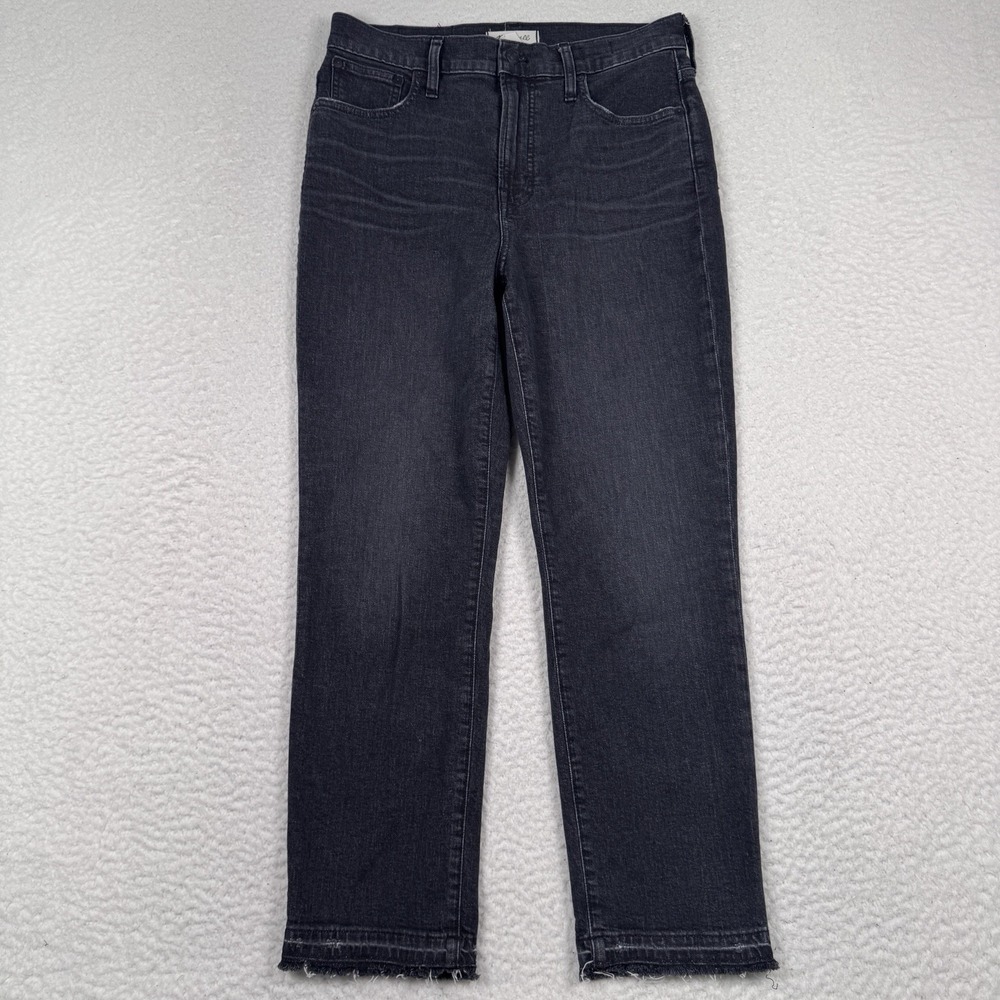 Madewell The Perfect Vintage Crop Jean Womens 29 Black Frayed Raw Hem